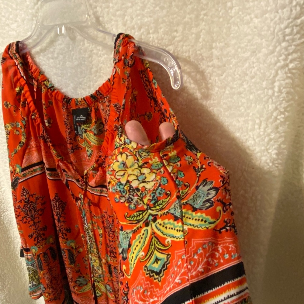 Shoulder Peep Multi Colored Lightweight Blouse - image 2